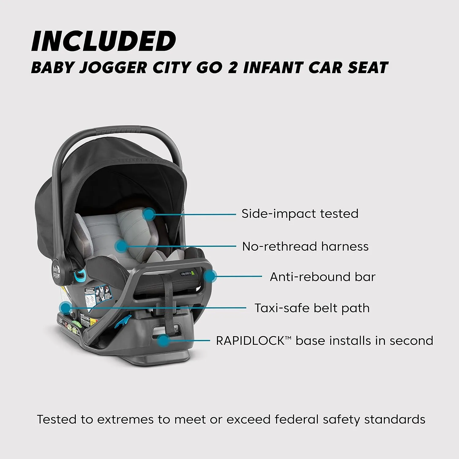 Baby Jogger City Mini GT2 All-Terrain Travel System | Includes City GO 2 Infant Car Seat, Slate