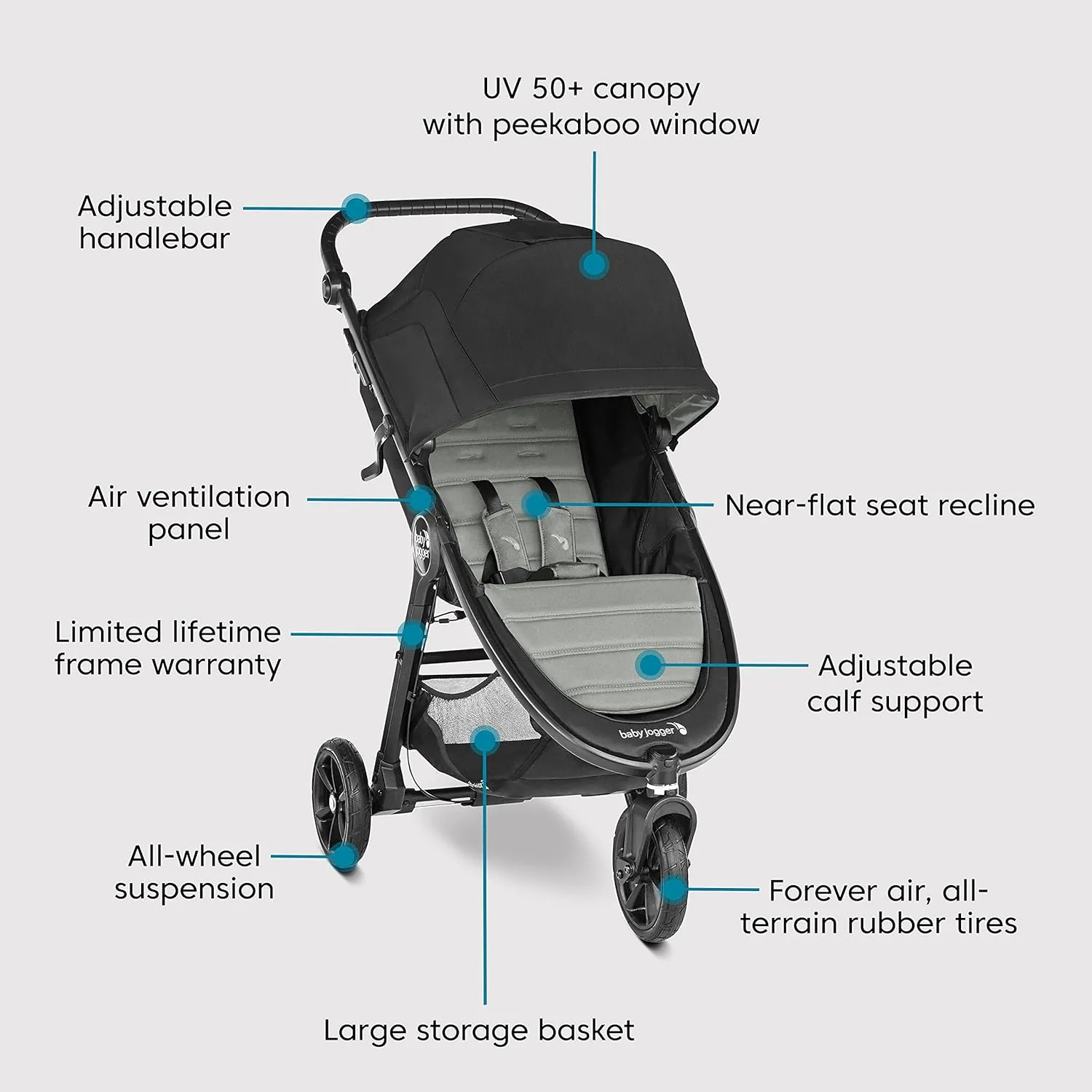 Baby Jogger City Mini GT2 All-Terrain Travel System | Includes City GO 2 Infant Car Seat, Slate