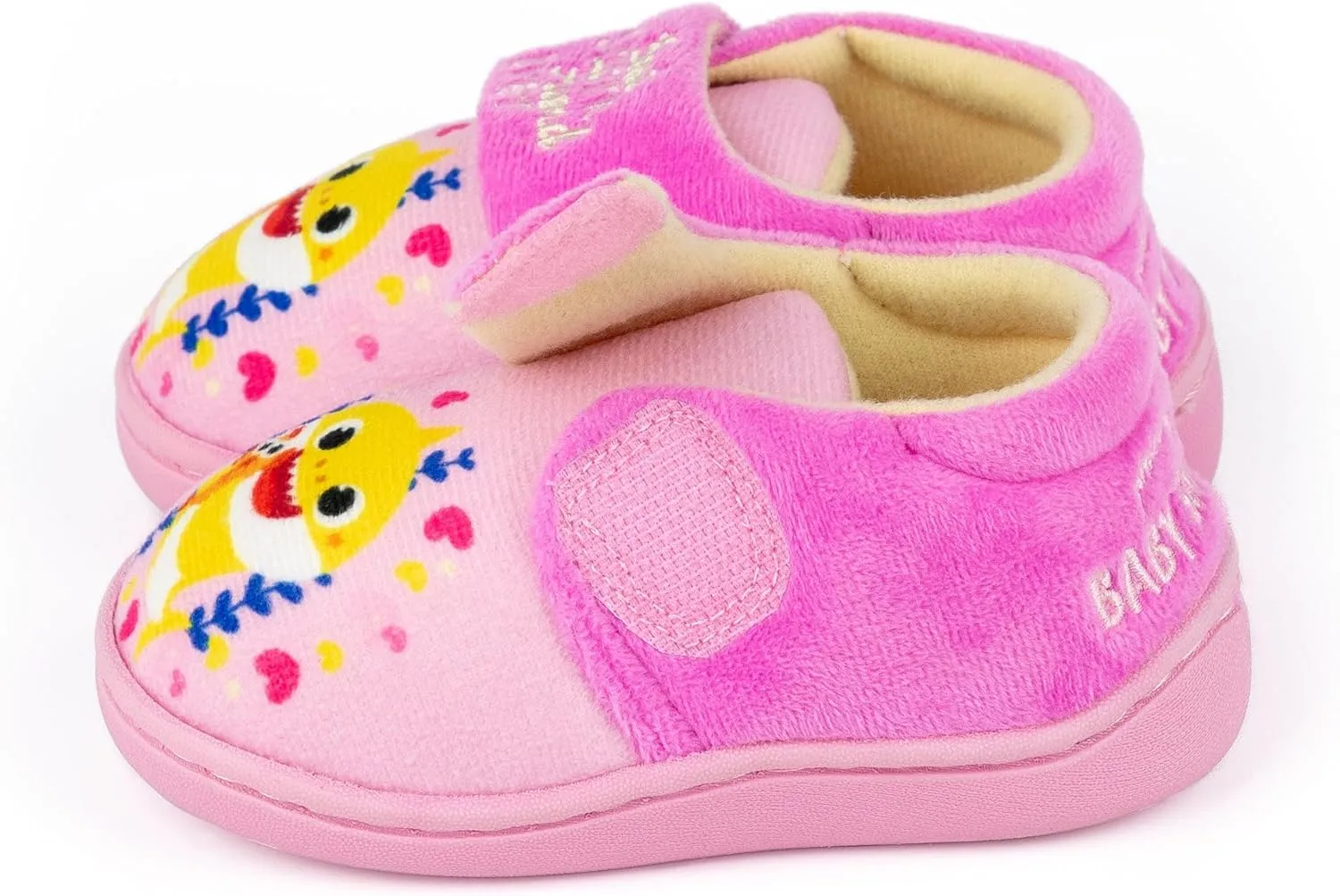 Baby Shark Girls Slippers | Kids Pink Best Shark Friend Ever Footwear with Adjustable Strap | Slip On House Shoes Loungewear