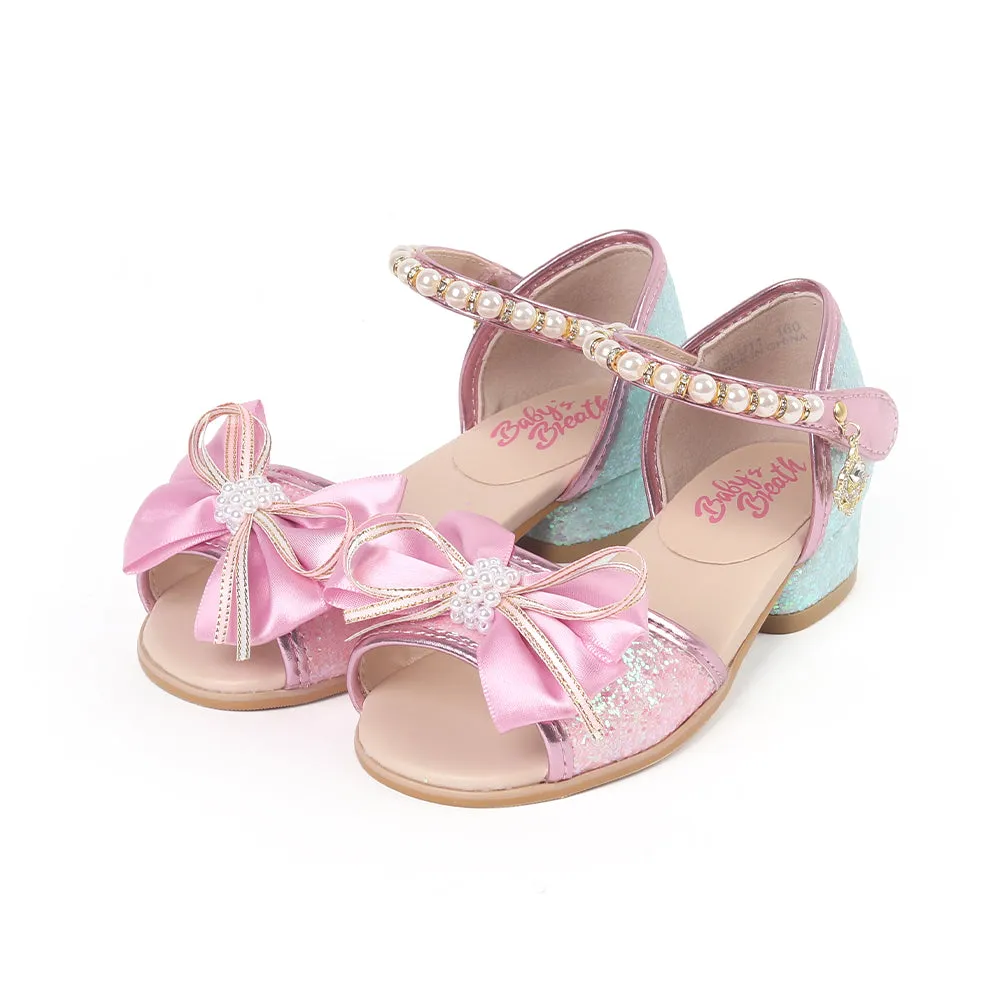 Baby's Breath Luna Open-Toe Kids Dress Shoes (Pink)