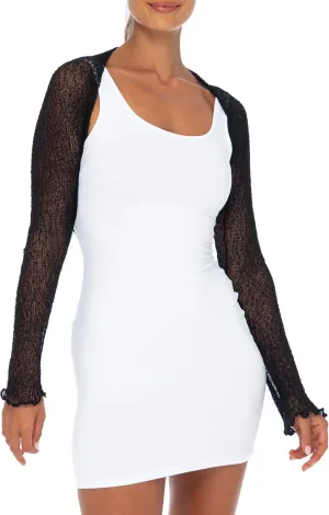 Back From Bali Womens Sheer Arm Cover Shrug Long Sleeve Open Front Cropped Mesh Bolero Cardigan