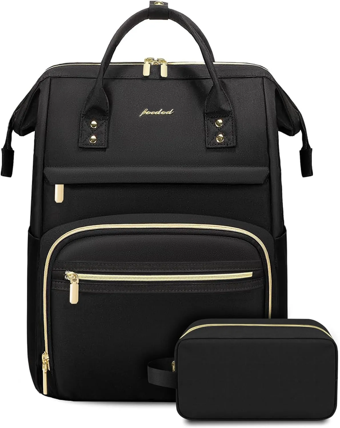 Backpack for Women 15.6 Inch Laptop Backpack Work Business Backpacks Purse Waterproof Computer College Backpacks Nurse Bag Backbag 2 Sets Casual Daypack for Travel Black