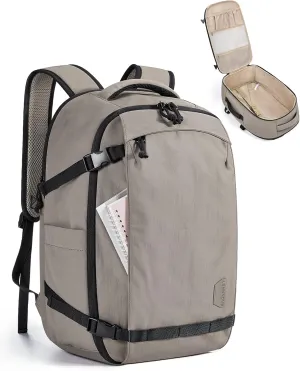 BAGSMART Travel Backpack for Women, 30L Travel Backpack Carry On Flight Approved, TSA Approved Personal Item Travel Bag, Water Resistant Weekender Bag Luggage Daypack, Camel