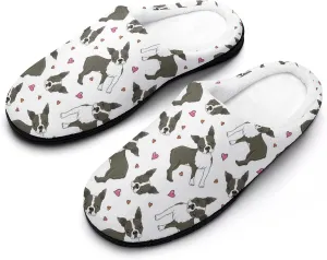 BAIKUTOUAN Boston Terrier French Bulldog Cotton Slippers Soft Winter Comfy House Shoes with Non-Slip Rubber Sole