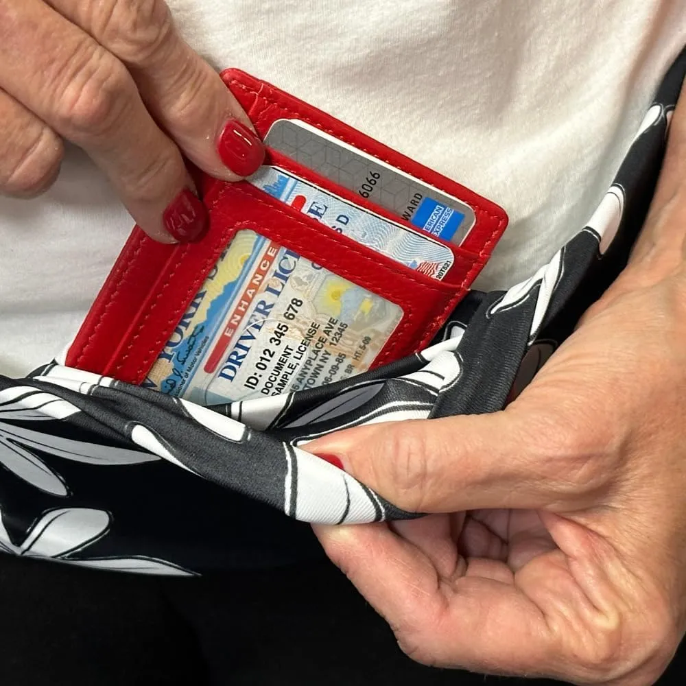 BANDI Pocketed Belt with Slim RFID-Blocking Wallet - Running, Travel & Medical Belt, Holds Phone, Passport, Keys, Adjustable & Comfortable Fit, Secure Storage for Essentials - Cosmic/Coral