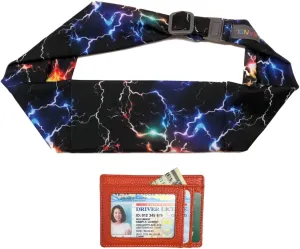 BANDI Pocketed Belt with Slim RFID-Blocking Wallet - Running, Travel & Medical Belt, Holds Phone, Passport, Keys, Adjustable & Comfortable Fit, Secure Storage for Essentials - Cosmic/Coral
