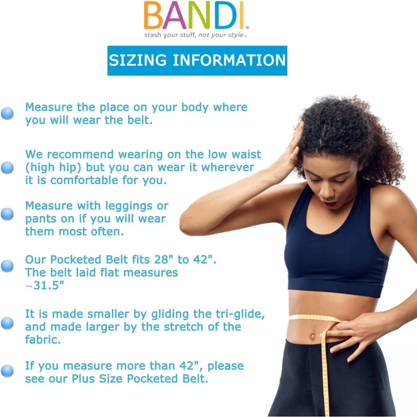 BANDI Running Belt for Women – Waist Fanny Pack Hands Free Way to Carry Phone, Passport, Keys, ID, Money & Everyday Essentials Made in the USA