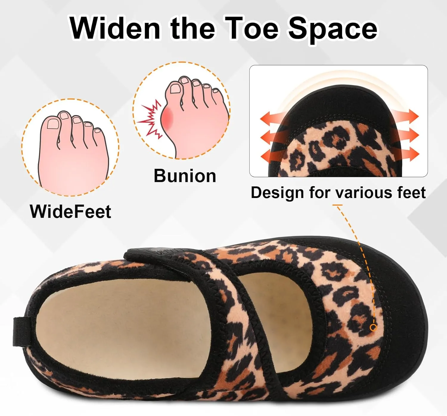 BARERUN Womens Slippers Wide Diabetic Shoes for Women Adjustable House Slippers Swollen Bunions Neuropathy House Shoes Stable Non Slip Barefoot Walking Shoes Indoor Outdoor