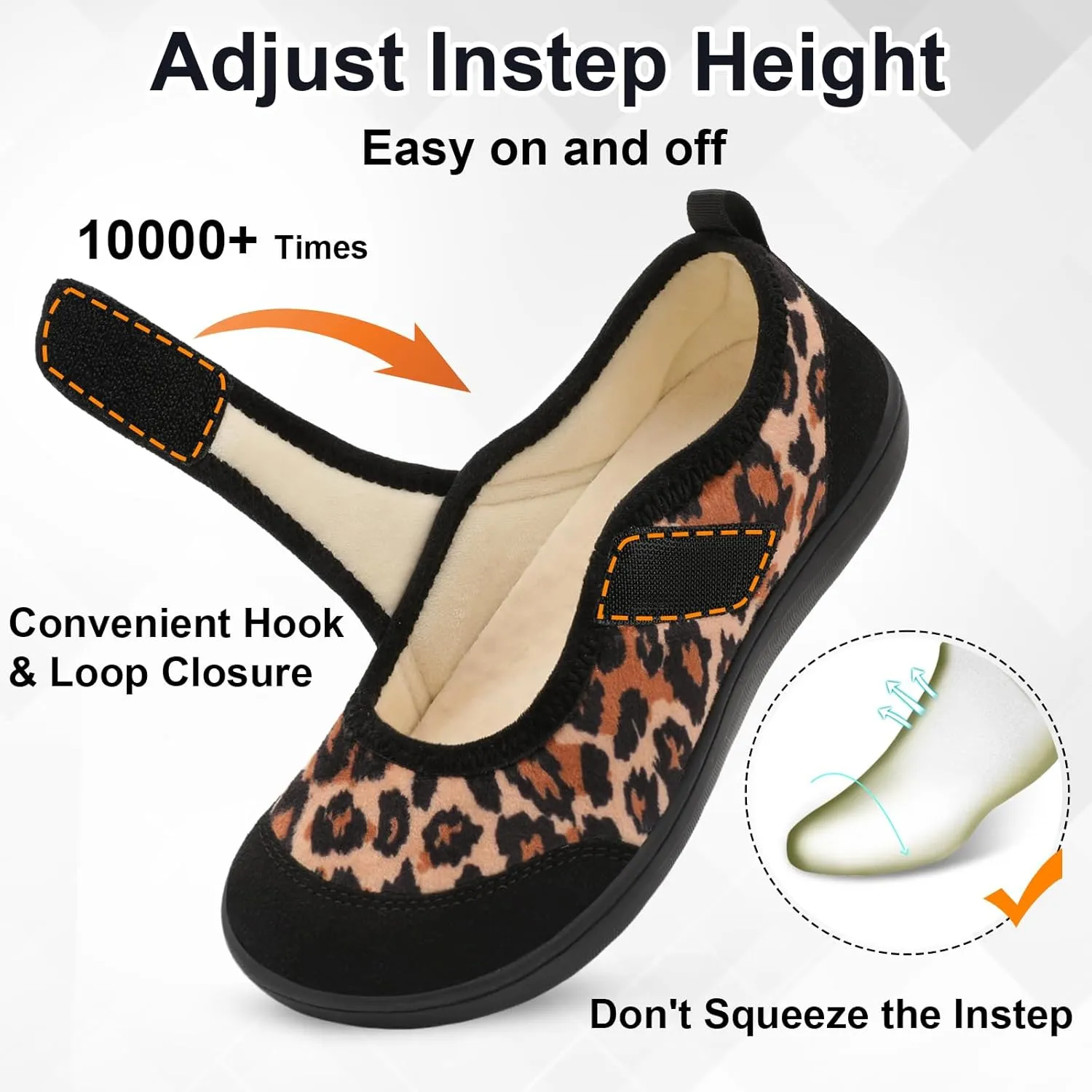BARERUN Womens Slippers Wide Diabetic Shoes for Women Adjustable House Slippers Swollen Bunions Neuropathy House Shoes Stable Non Slip Barefoot Walking Shoes Indoor Outdoor