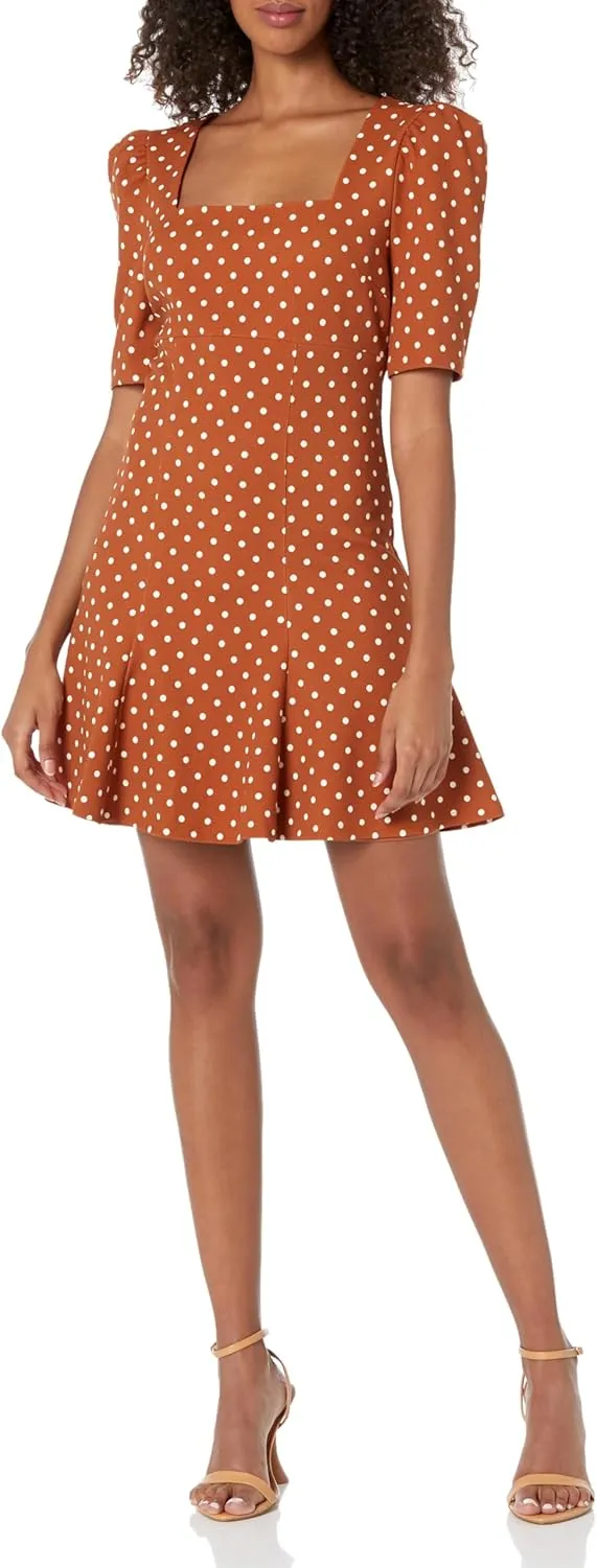 BCBGeneration Women's Fit and Flare Square Neck Empire Waist Puff Sleeve Mini Dress