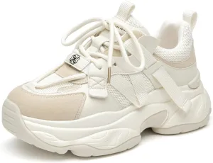 BEAU TODAY Chunky Sneakers for Women Dad Sneakers for Women Platform Lace Up Fashion Comfortable Casual Sneakers for Walking