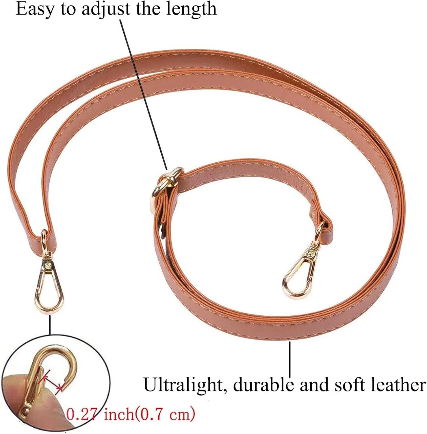 Beaulegan Purse Strap Replacement - Microfiber Leather - 59 Inch Long Adjustable for Crossbody Shoulder Bag - 0.7 Inch Wide, Dark Brown/Silver