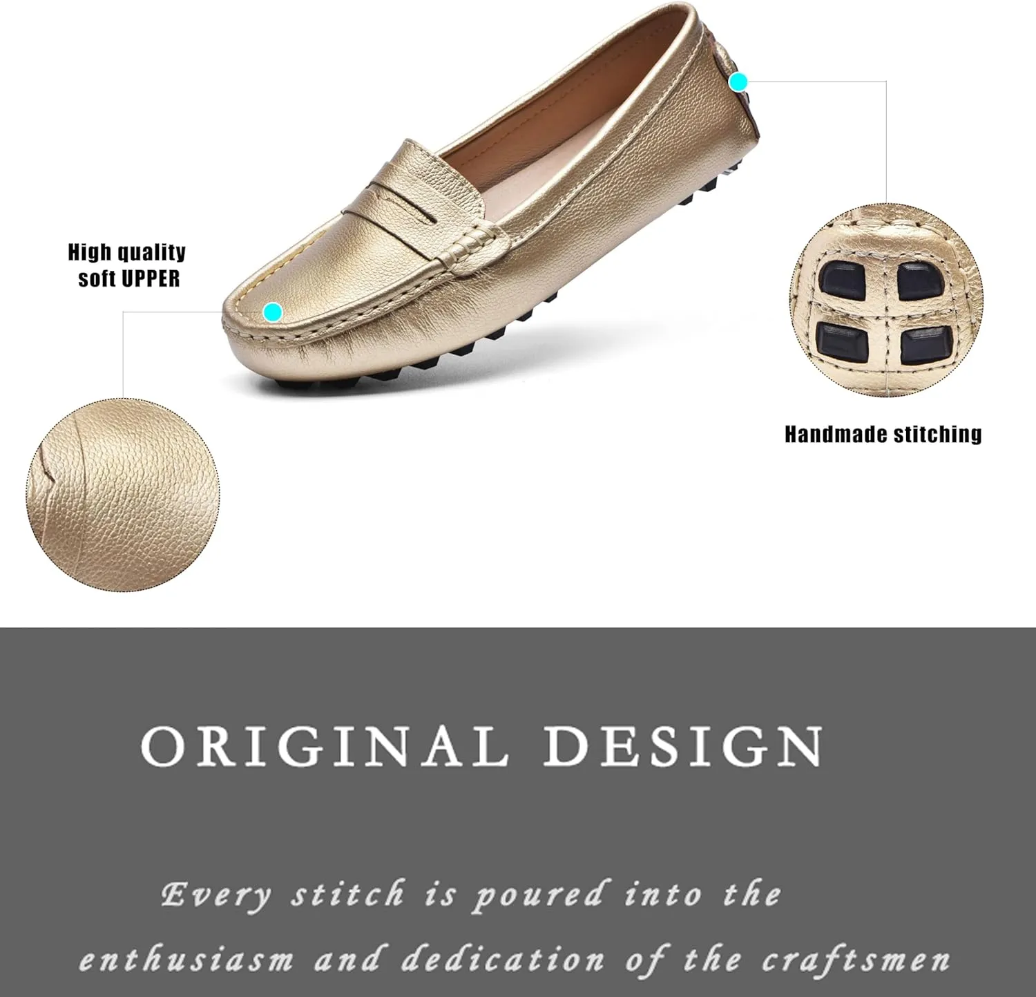 BEAUSEEN Women's Genuine Leather Penny Loafers Classic Driving Moccasins Casual Slip On Comfort Women Loafer Shoes