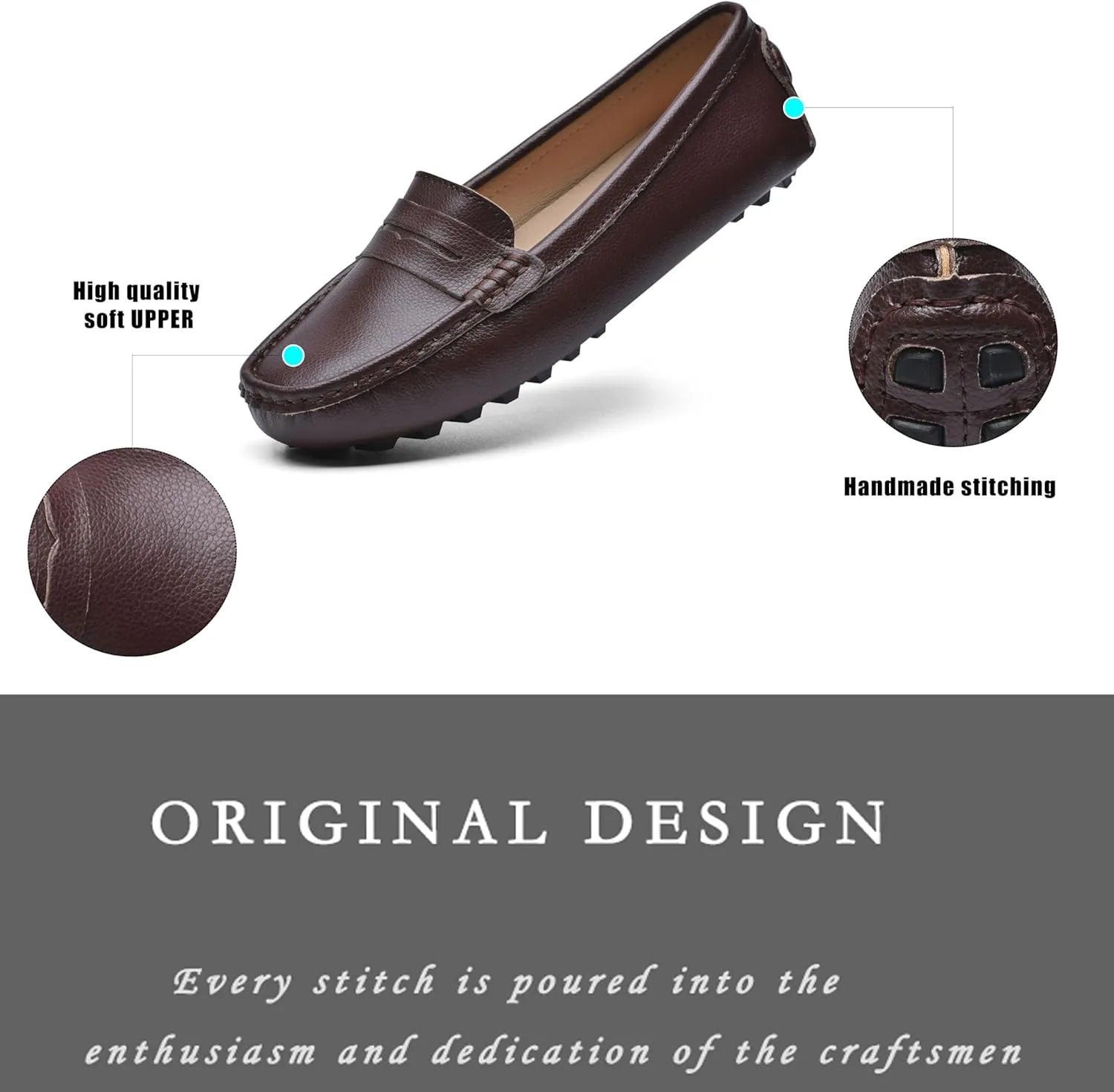 BEAUSEEN Women's Genuine Leather Penny Loafers Classic Driving Moccasins Casual Slip On Comfort Women Loafer Shoes
