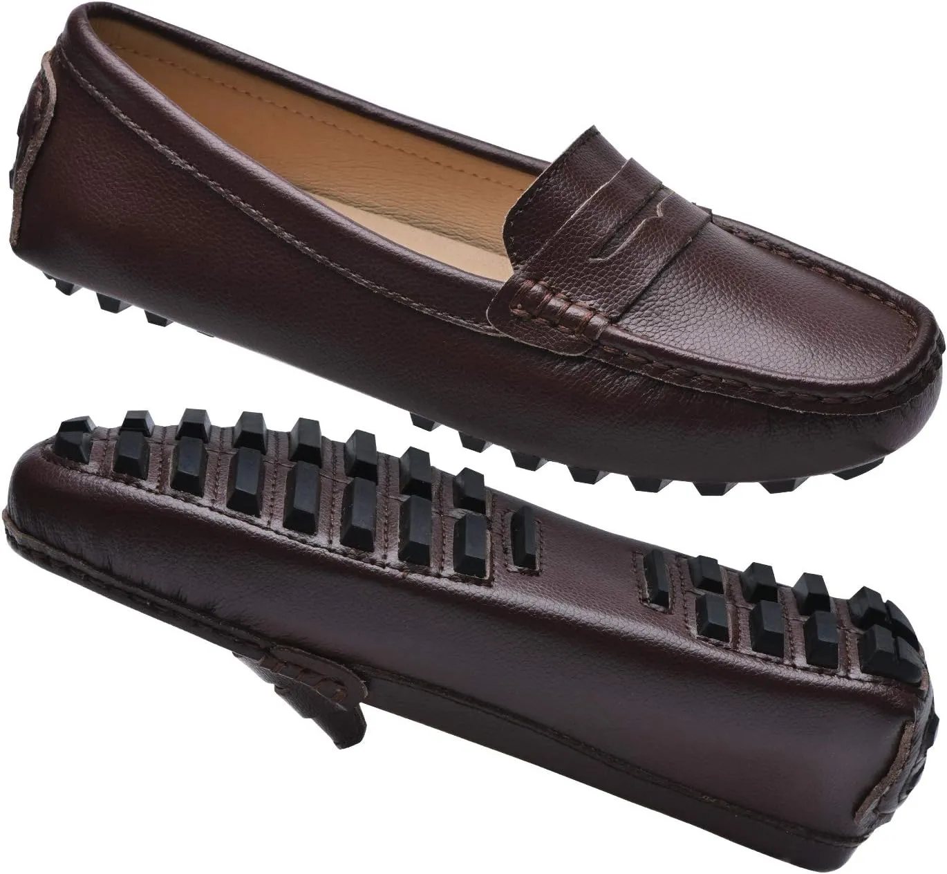 BEAUSEEN Women's Genuine Leather Penny Loafers Classic Driving Moccasins Casual Slip On Comfort Women Loafer Shoes