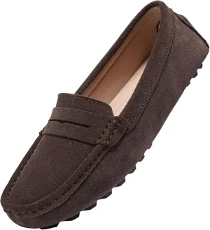 BEAUSEEN Women's Genuine Leather Penny Loafers Classic Driving Moccasins Casual Slip On Comfort Women Loafer Shoes