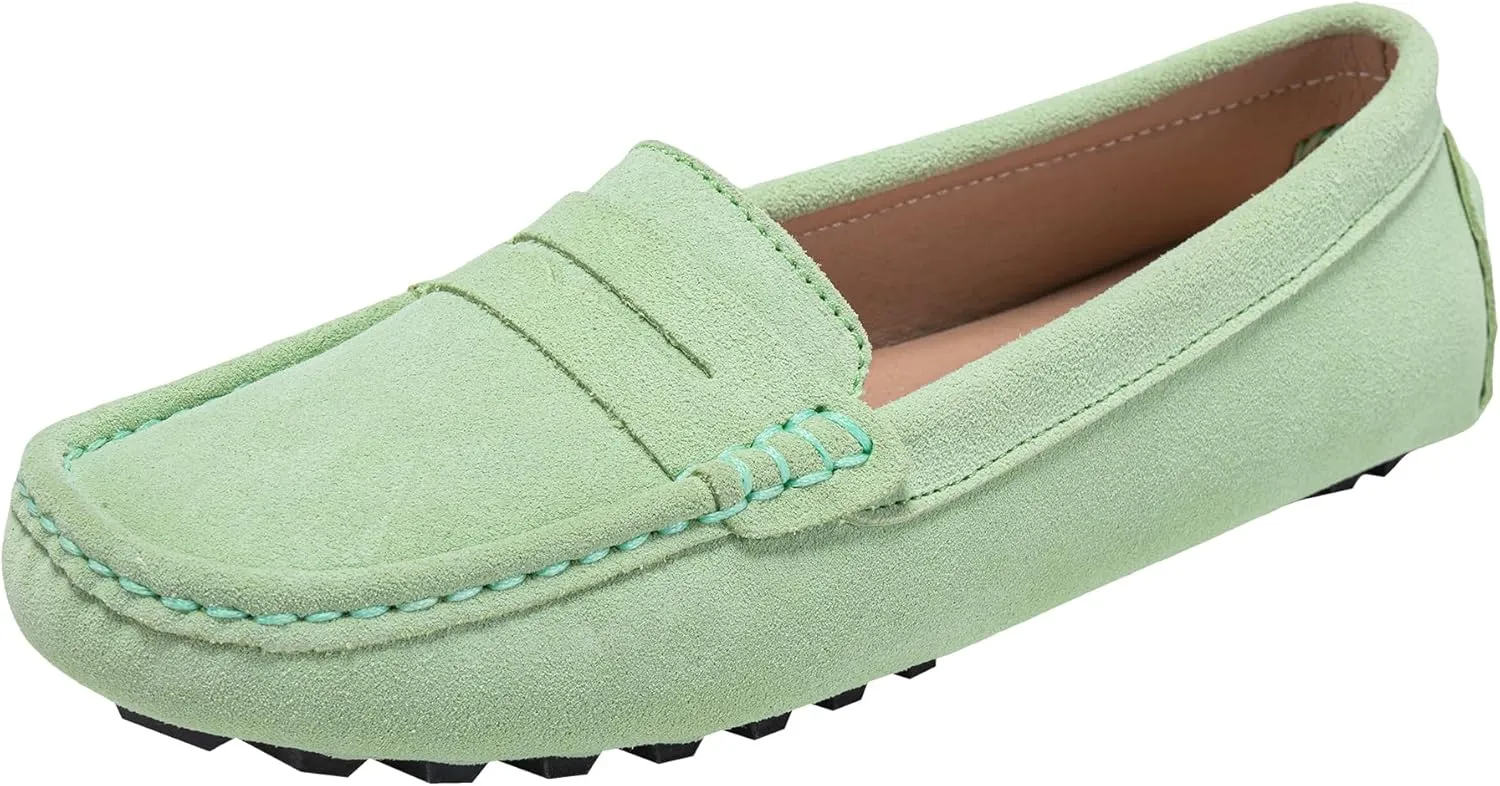 BEAUSEEN Women's Genuine Leather Penny Loafers Classic Driving Moccasins Casual Slip On Comfort Women Loafer Shoes