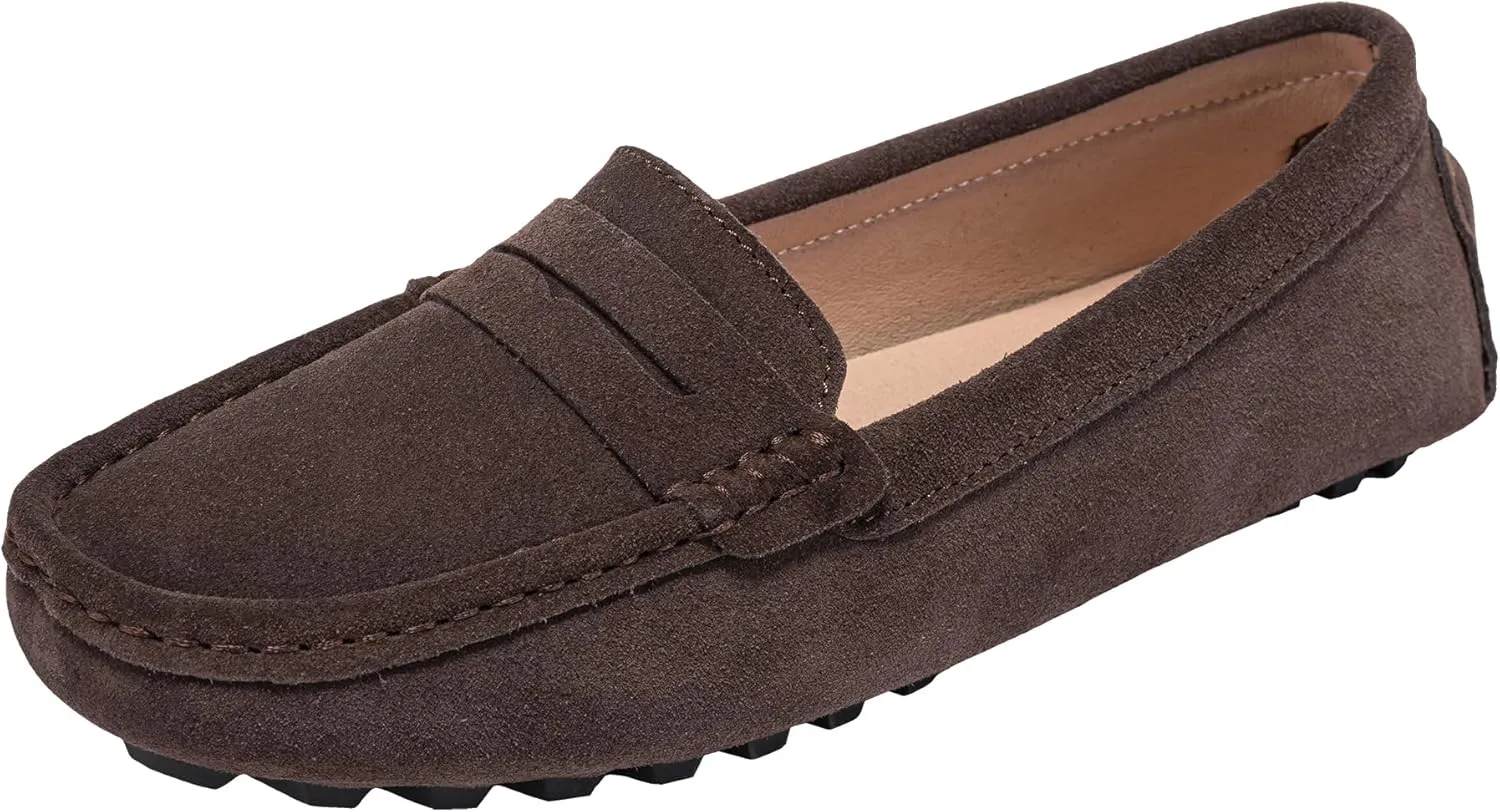 BEAUSEEN Women's Genuine Leather Penny Loafers Classic Driving Moccasins Casual Slip On Comfort Women Loafer Shoes