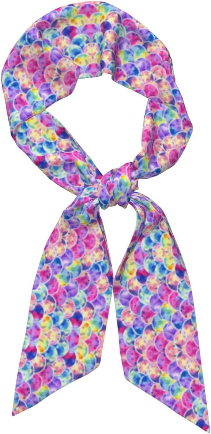 Beautiful Rainbow Colors Mermaid Women's Fashion Scarf – Satin Shawl, Breathable Neck Scarves – Perfect Fall Gift and Handbag Accessories