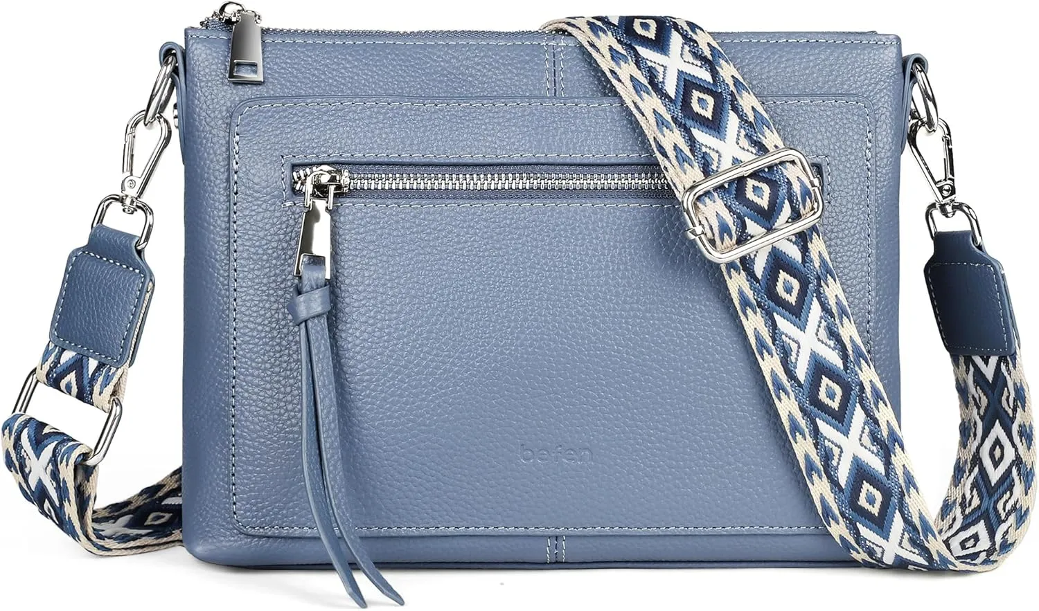 befen Genuine Leather Purses for Women Medium Crossbody Bags Shoulder Bag Handbags with Adjustable Guitar Strap