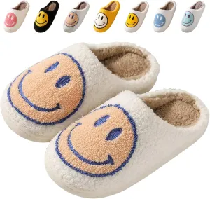 Beishani Smile Face Slippers for Women Happy face slippers Retro Soft Plush Warm Slip-on Slippers Cozy Indoor Outdoor Womens Slippers