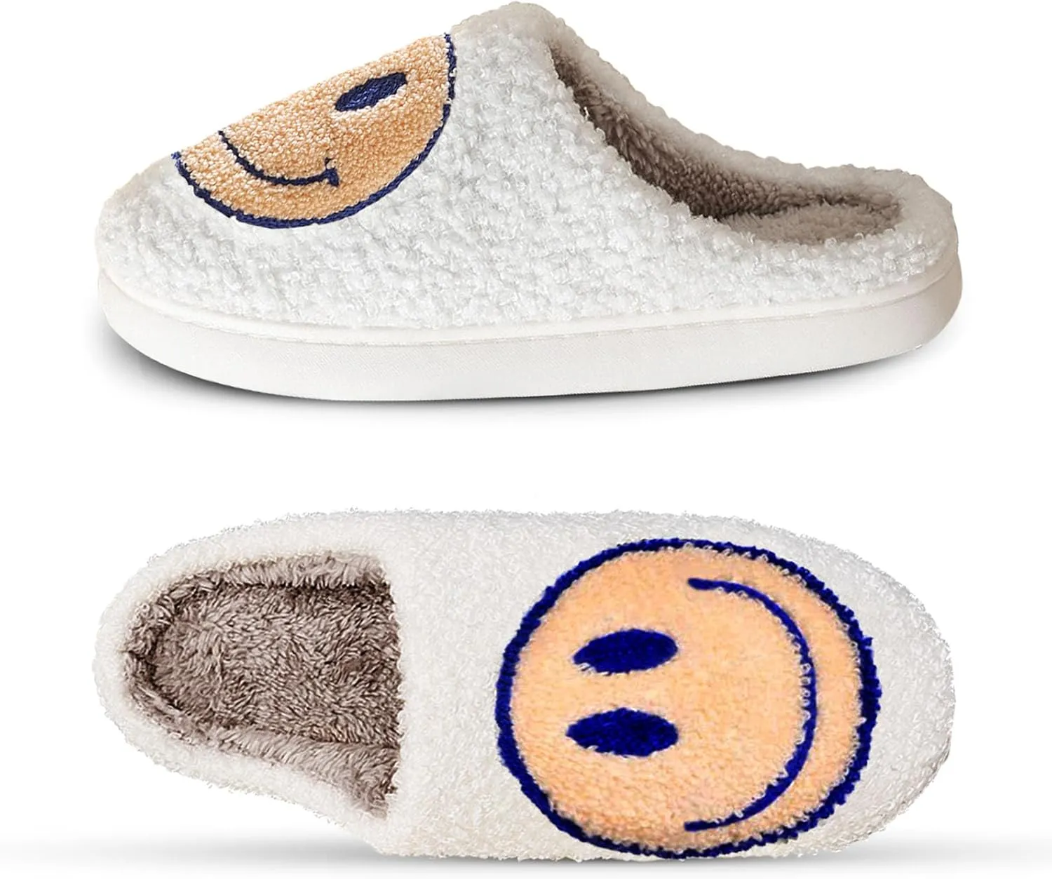 Beishani Smile Face Slippers for Women Happy face slippers Retro Soft Plush Warm Slip-on Slippers Cozy Indoor Outdoor Womens Slippers