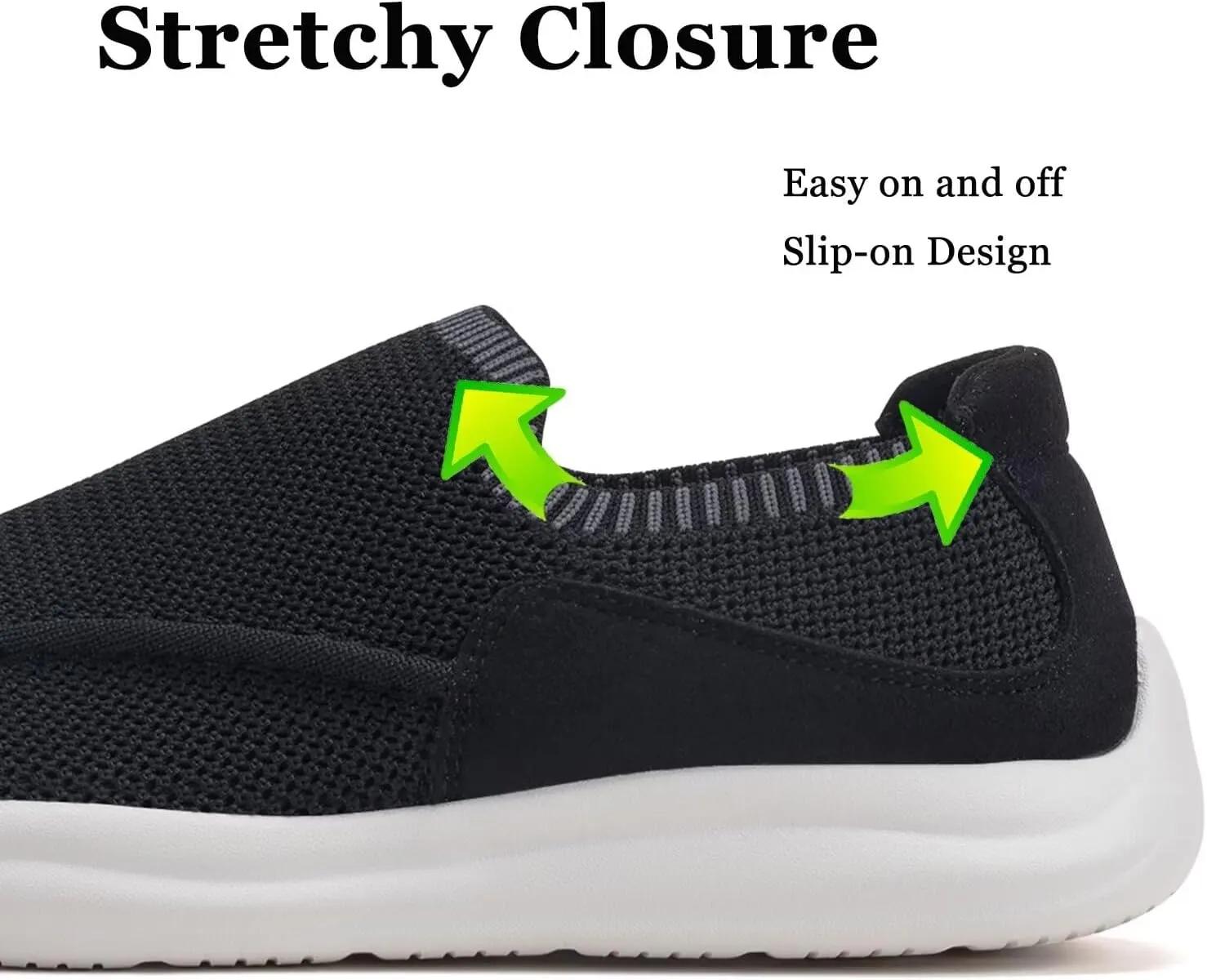 BEJINASH Women's Walking Shoes Wide Toe Box Knitted Slip-on Shoes for Women Comfortable and Soft Casual Work Loafer Shoes
