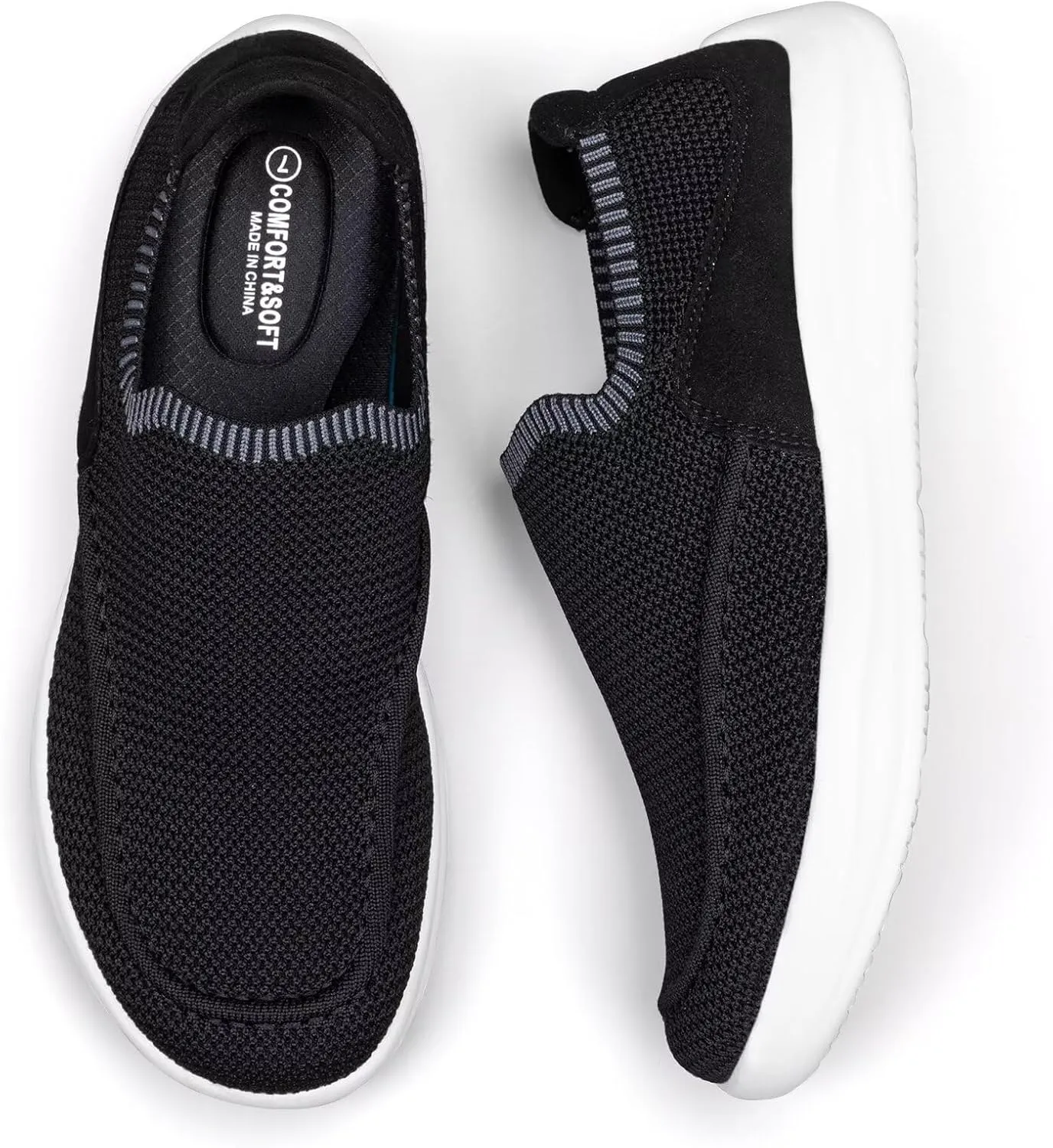 BEJINASH Women's Walking Shoes Wide Toe Box Knitted Slip-on Shoes for Women Comfortable and Soft Casual Work Loafer Shoes