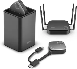 BenQ InstaShow WDC10 Wireless Presentation Screen Mirroring for Meeting Rooms, Enterprise-Grade Security encryption, Includes 2 HDMI transmitters (up to 16) & Holder, 33ft Range, 60fps, no app Needed