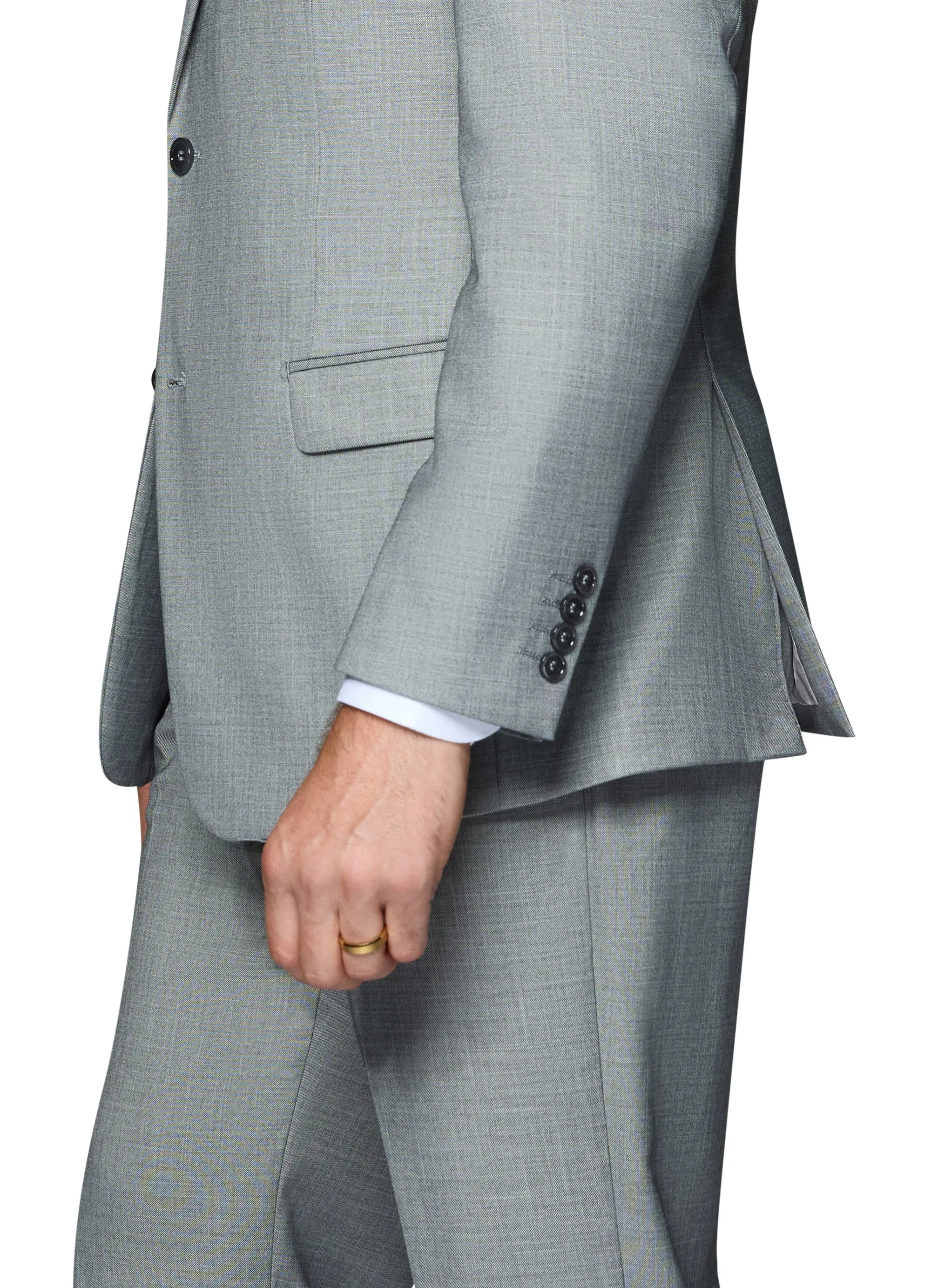 Bergamo Orange Sharkskin Vested Slim Fit Grey Suit