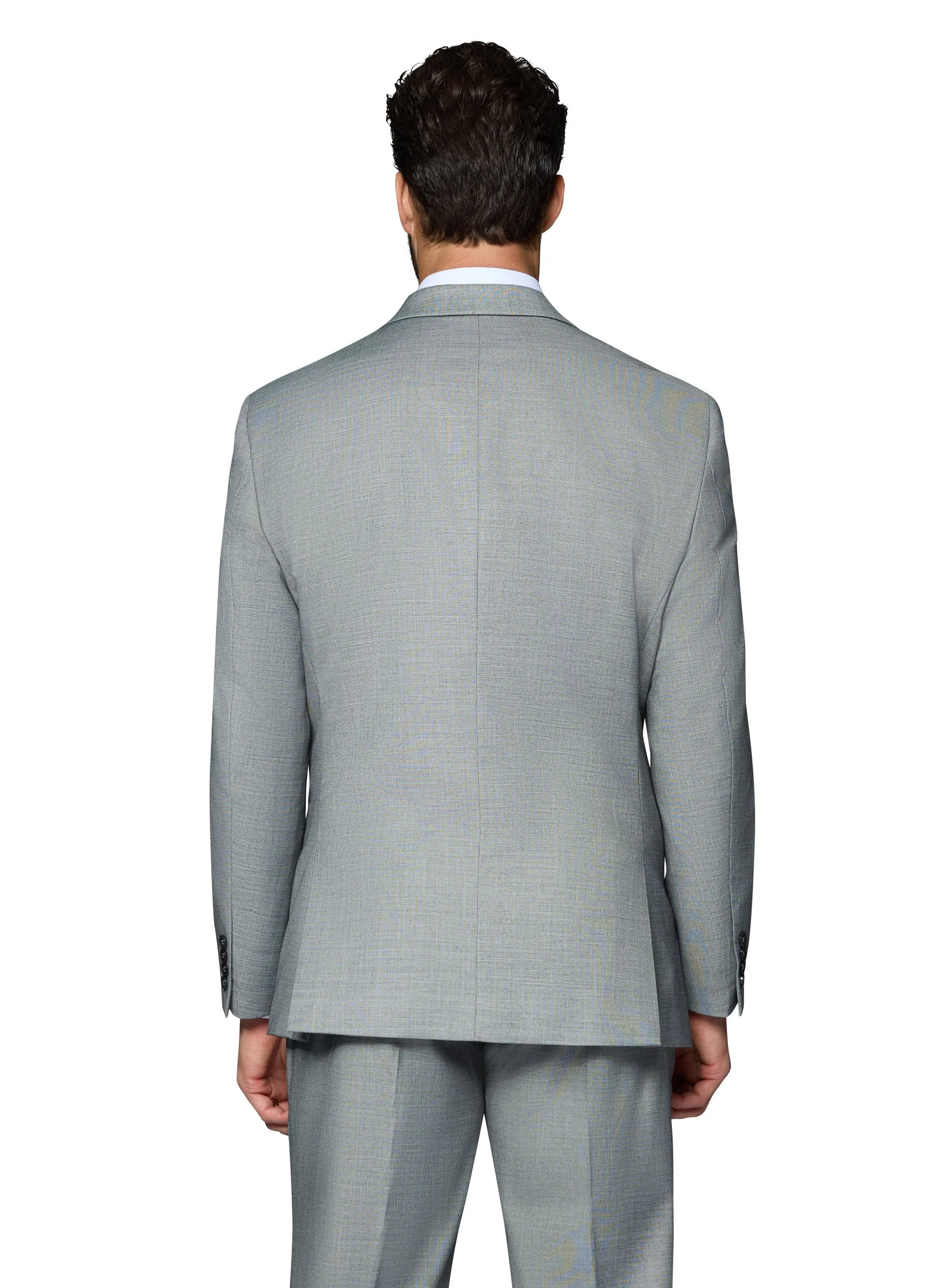 Bergamo Orange Sharkskin Vested Slim Fit Grey Suit