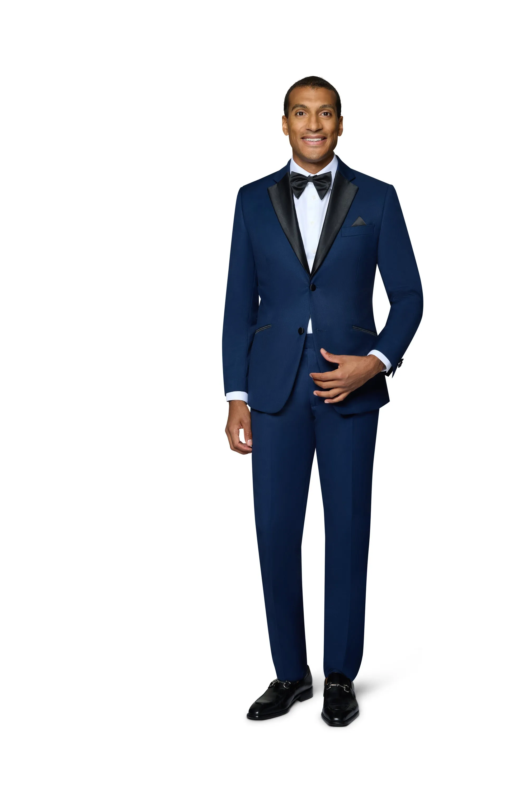 Bergamo Orange Solid New Blue Notch Tuxedo Slim Fit