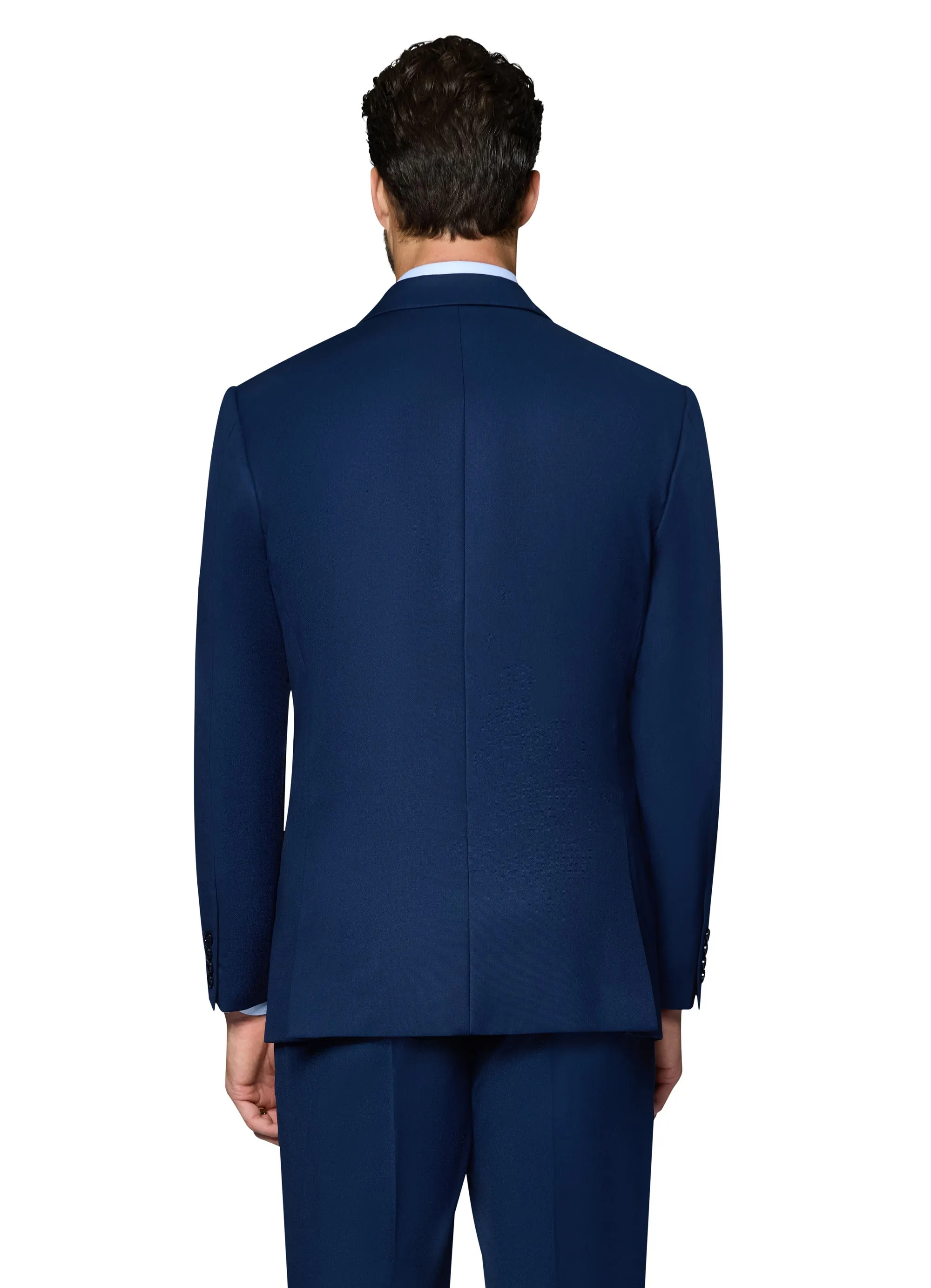 Bergamo Orange Vested Solid New Blue Slim Fit