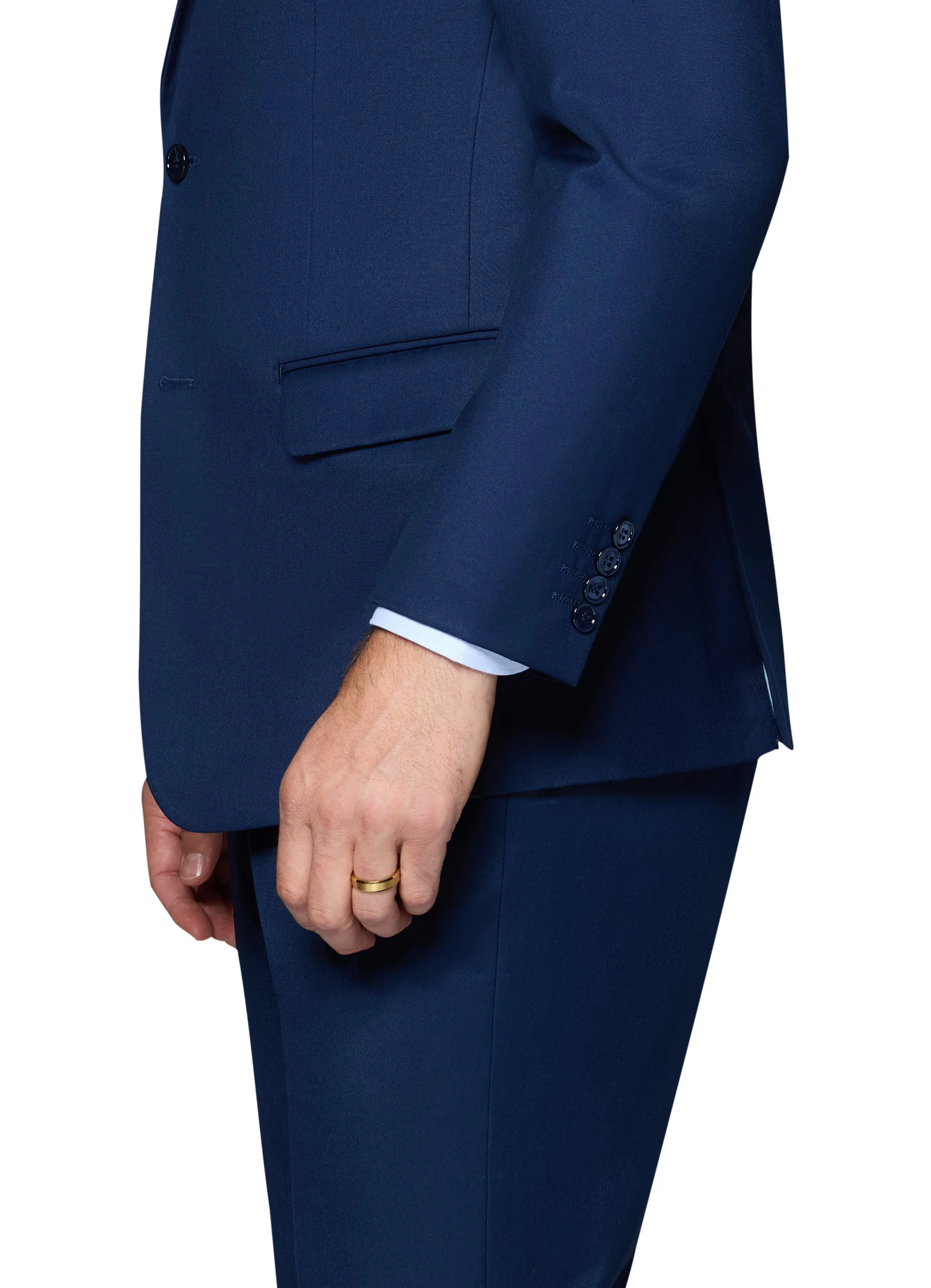 Bergamo Orange Vested Solid New Blue Slim Fit