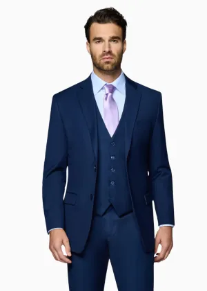 Bergamo Orange Vested Solid New Blue Slim Fit