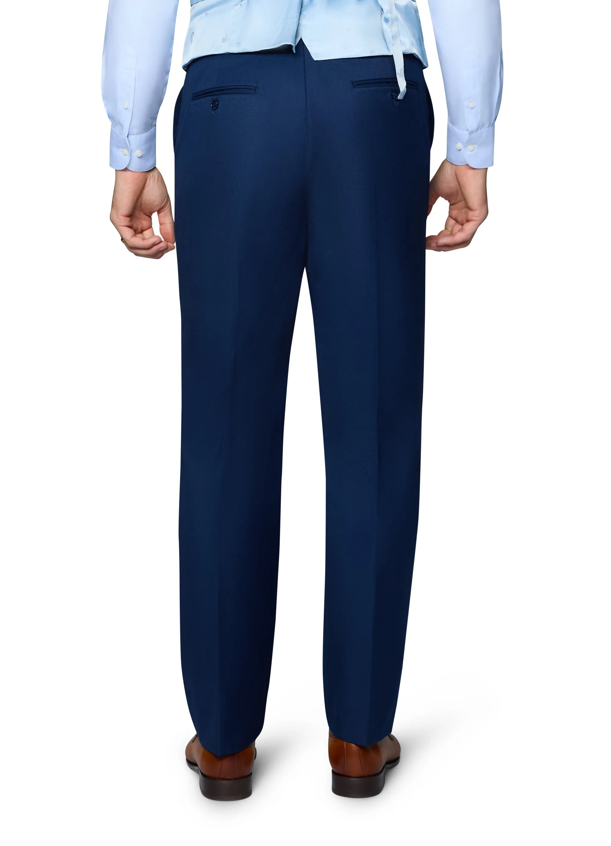 Bergamo Orange Vested Solid New Blue Slim Fit