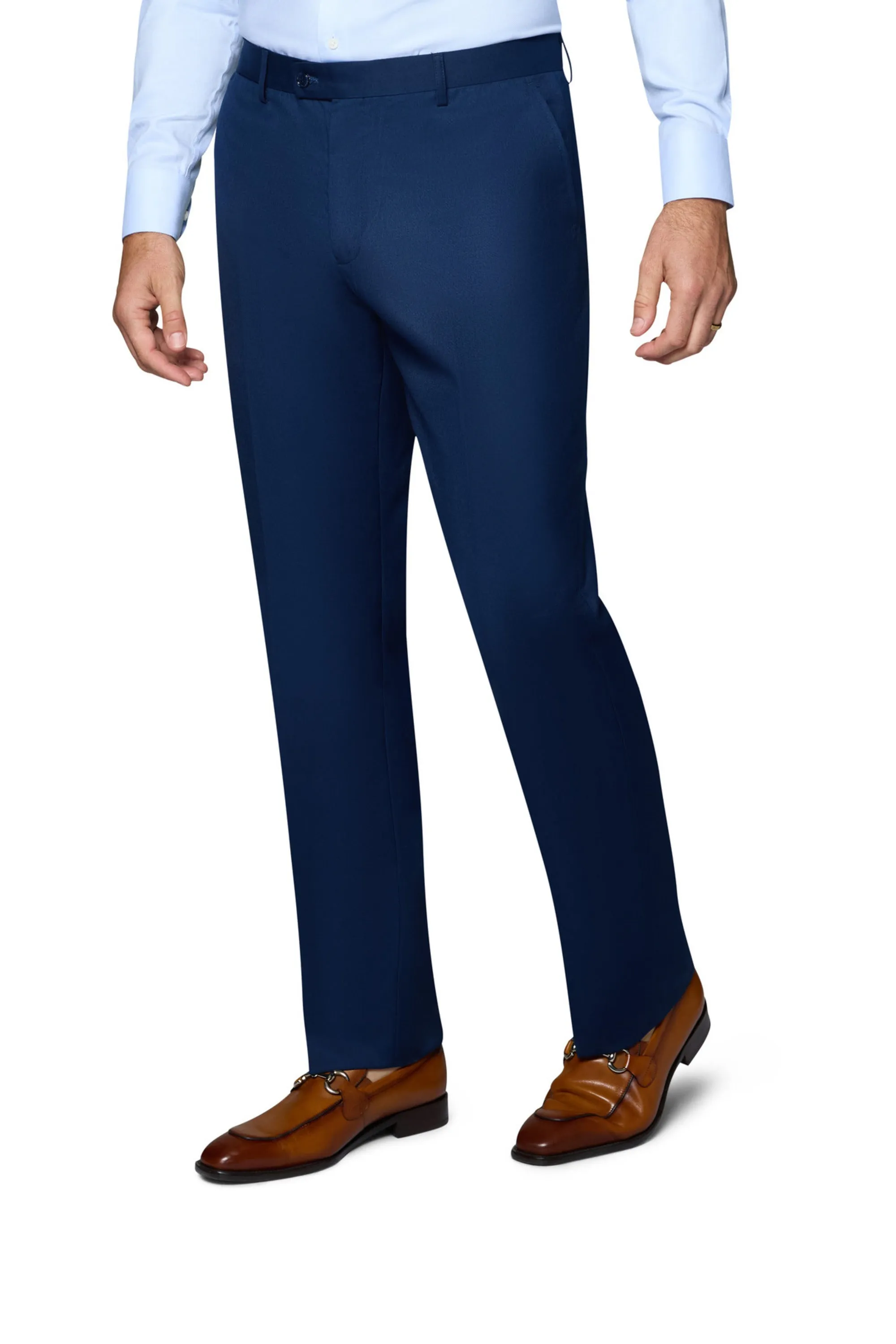Bergamo Orange Vested Solid New Blue Slim Fit