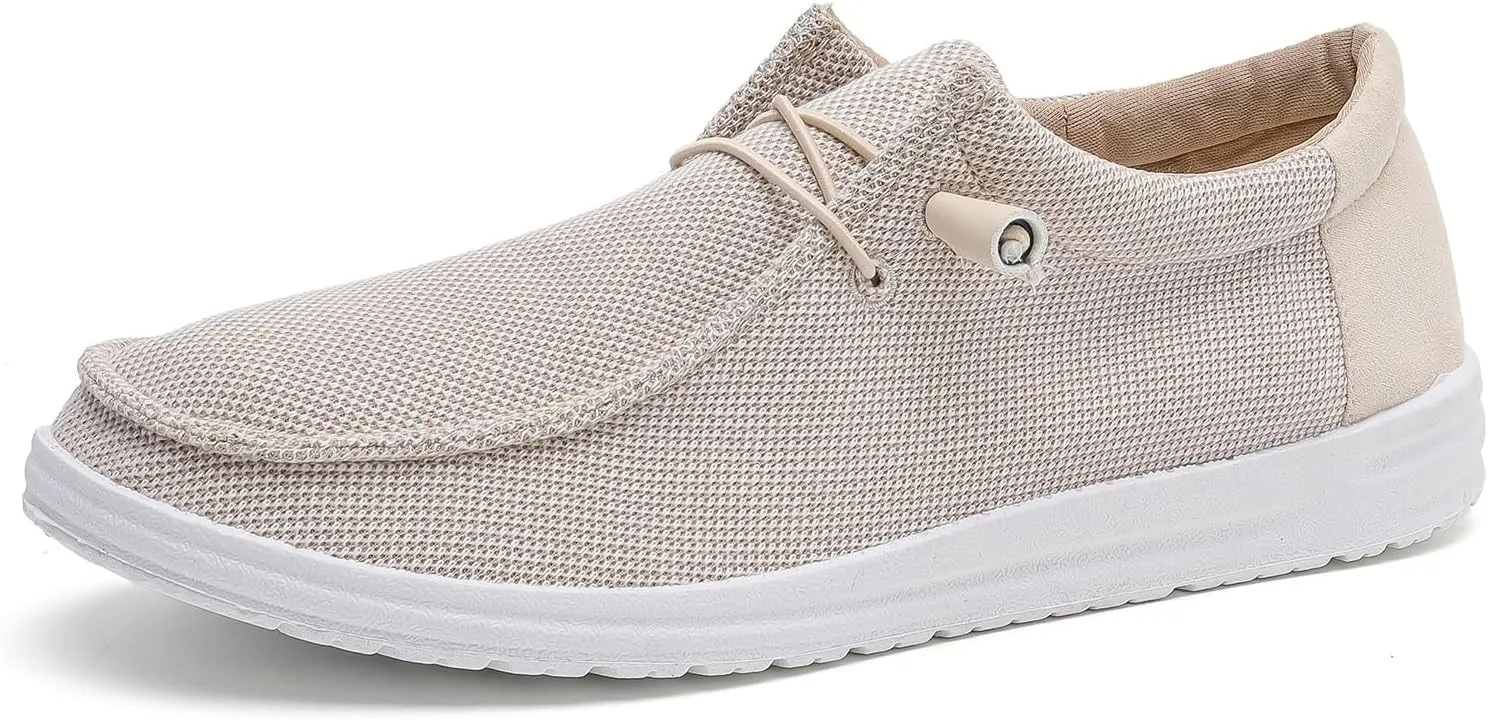 BETYSWEAR Men's Casual Slip-On Loafers - Lightweight Breathable Canvas Boat Shoes for Men
