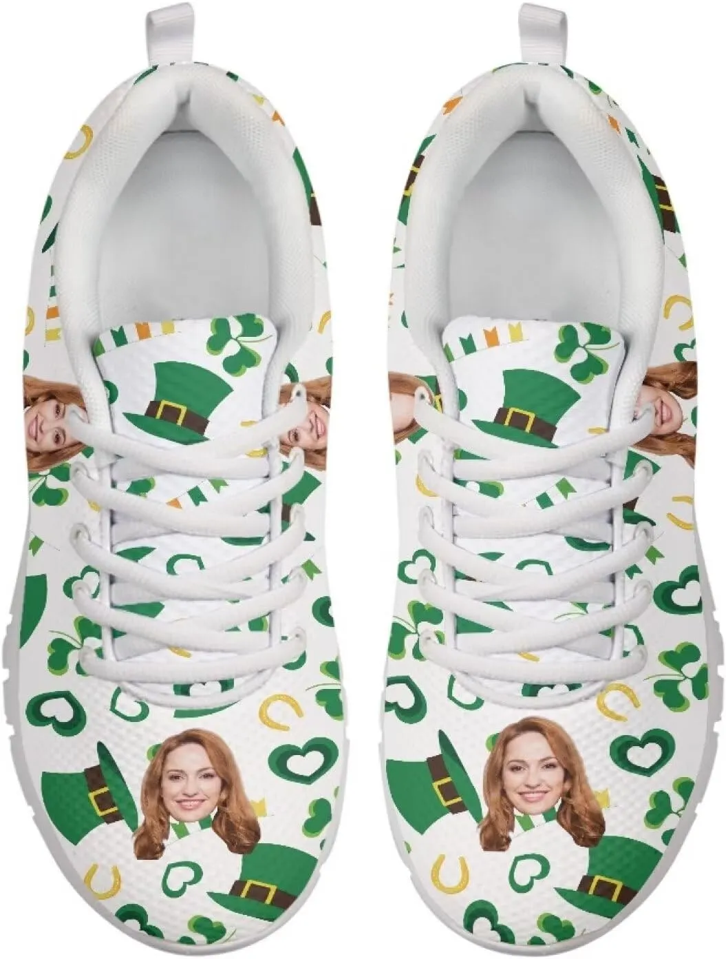 BIGCARJOB Women St Patrick Day Tennis Shoes Custom Design Face Sneakers Athletic Walking Shoes