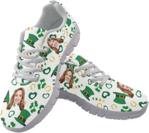 BIGCARJOB Women St Patrick Day Tennis Shoes Custom Design Face Sneakers Athletic Walking Shoes