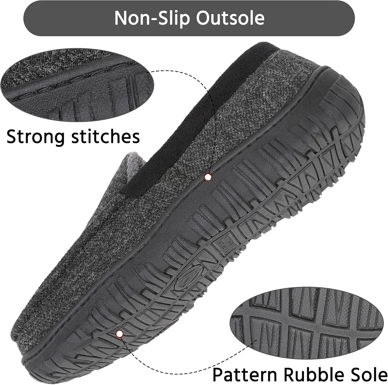 Bigwow Men's Moccasin Slippers Comfy House Slipper with Memory Foam Fleece Slip On Non-Slip Indoor Outdoor Shoes for Men
