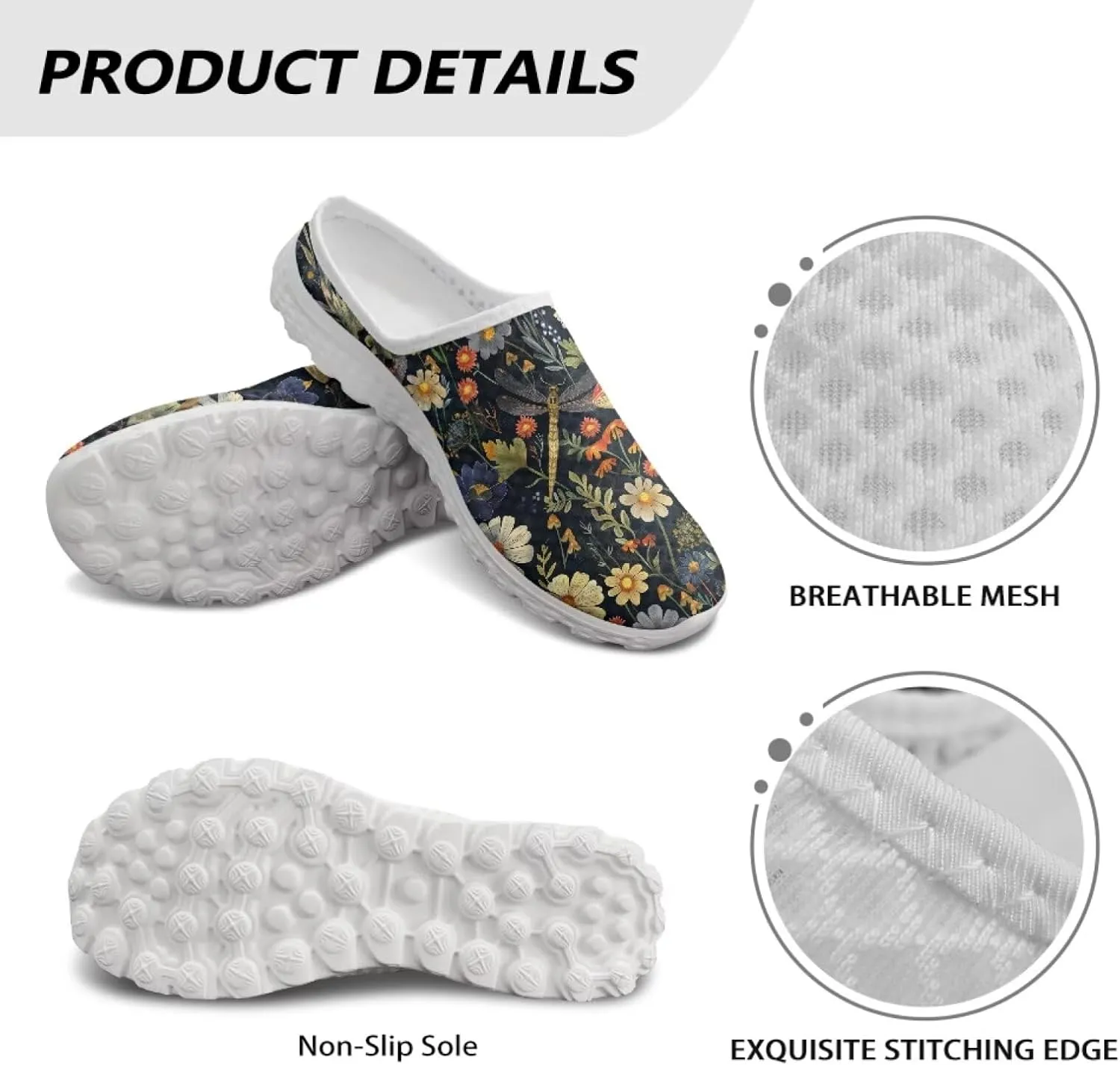 Binienty Women Mules Breathable Mesh Slip on Backless Walking Sneakers for Outings Shopping Camping