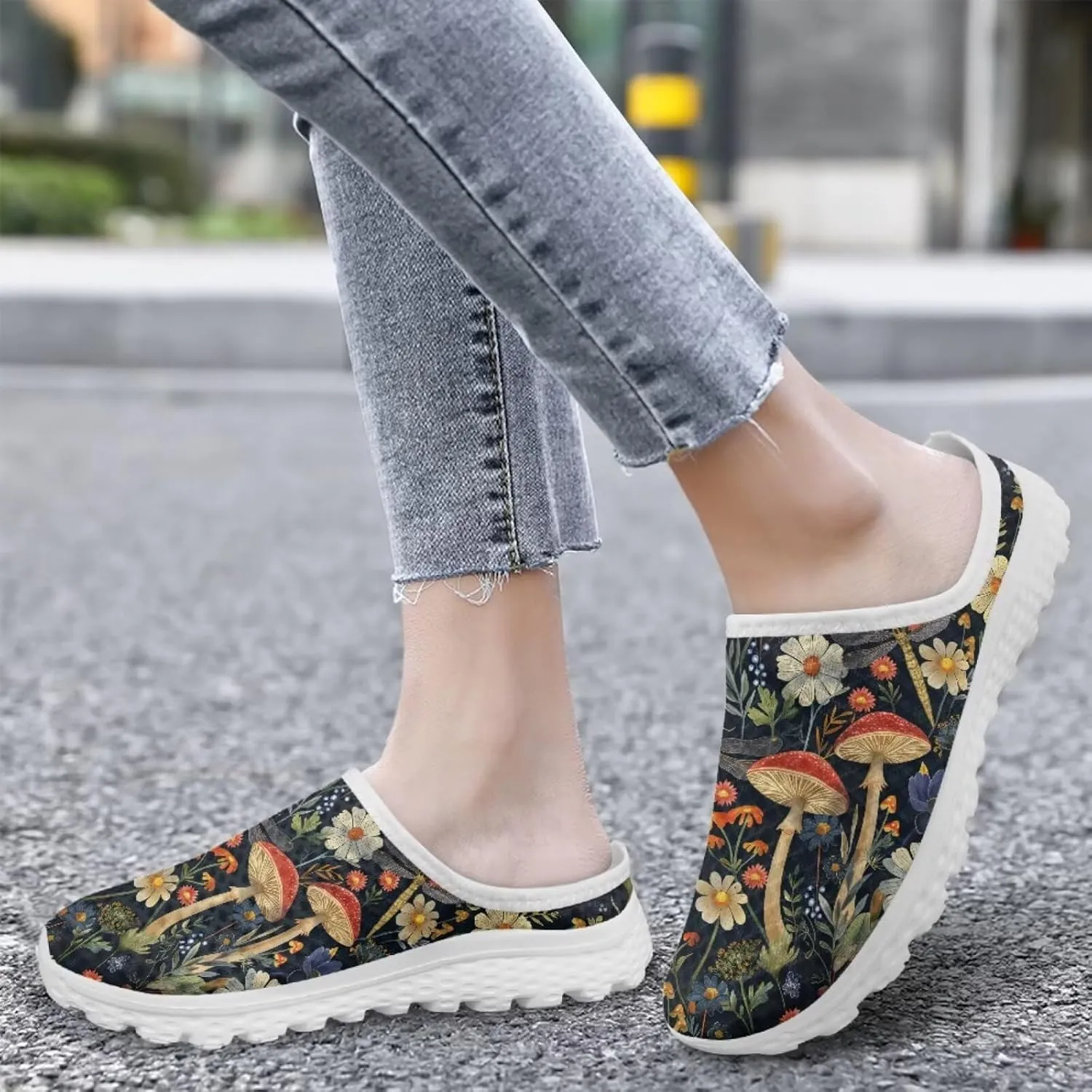 Binienty Women Mules Breathable Mesh Slip on Backless Walking Sneakers for Outings Shopping Camping