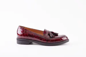 BIOECO - 6146 FLAT LOAFER - BURGUNDY CROC PATENT