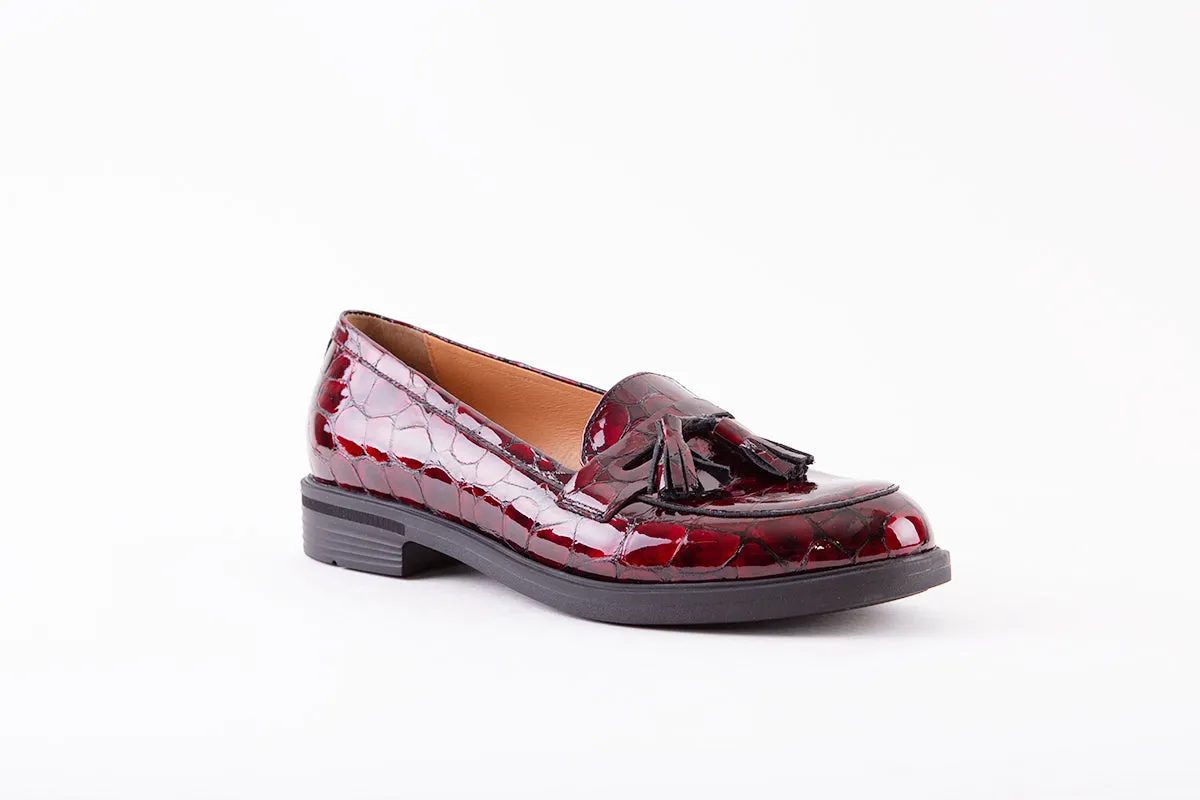 BIOECO - 6146 FLAT LOAFER - BURGUNDY CROC PATENT
