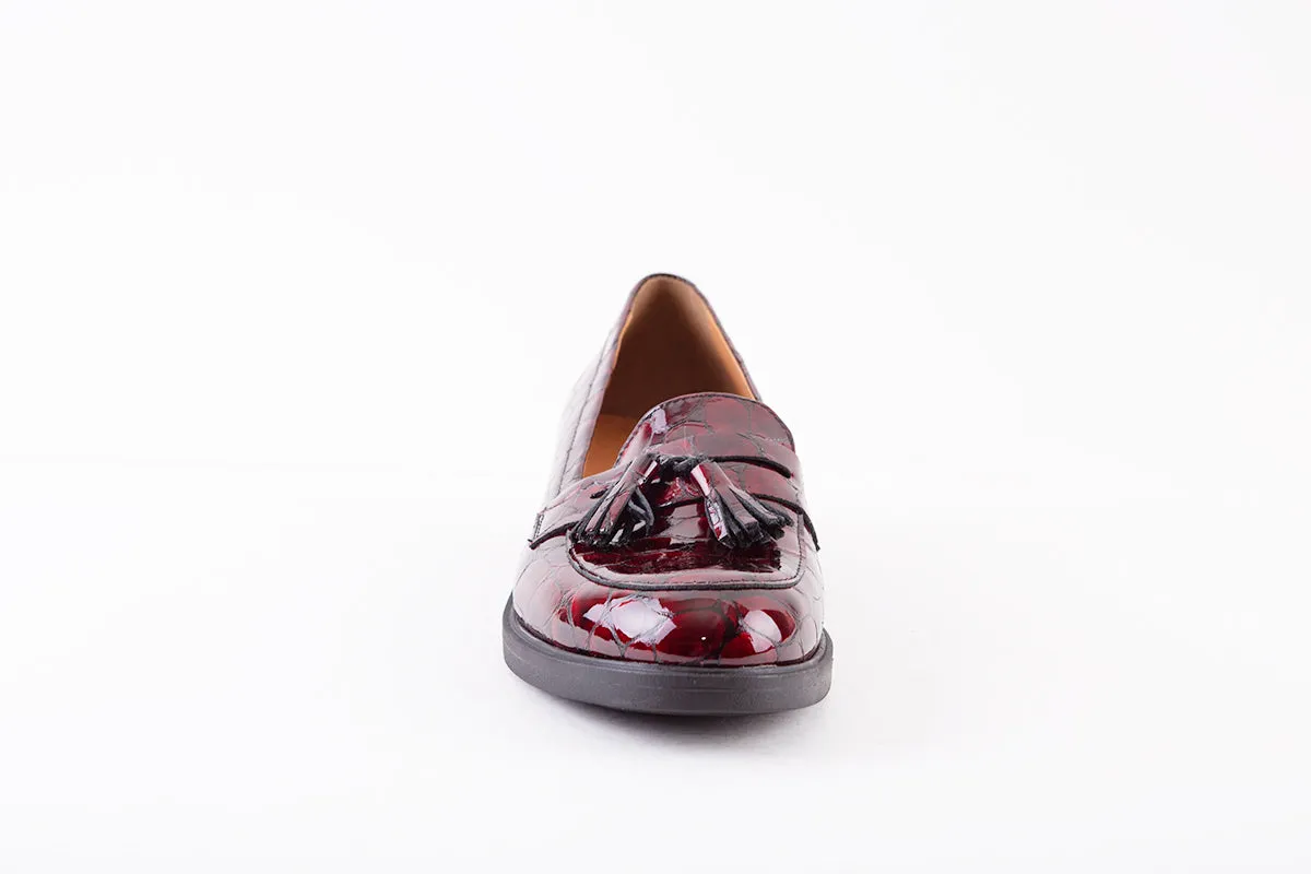 BIOECO - 6146 FLAT LOAFER - BURGUNDY CROC PATENT