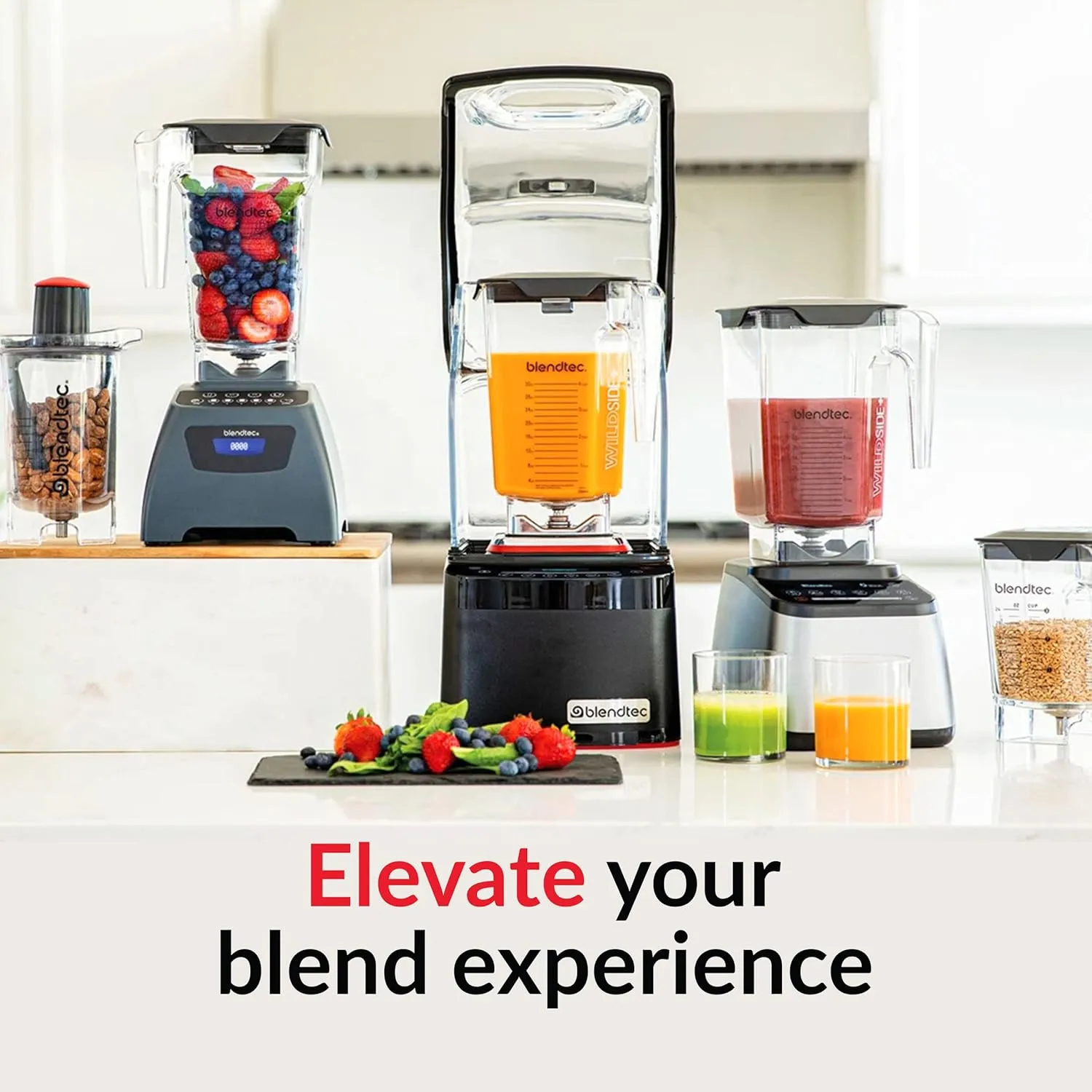 Blendtec Classic 575 Blender- WildSide  Jar (90oz) and Four Side Jar (75oz) BUNDLE- 4 Pre-programmed Cycles-5-Speeds - Professional-Grade Power-Self-Cleaning - Poppy Red (C575A2319A-AMAZON)