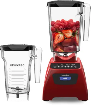 Blendtec Classic 575 Blender- WildSide  Jar (90oz) and Four Side Jar (75oz) BUNDLE- 4 Pre-programmed Cycles-5-Speeds - Professional-Grade Power-Self-Cleaning - Poppy Red (C575A2319A-AMAZON)