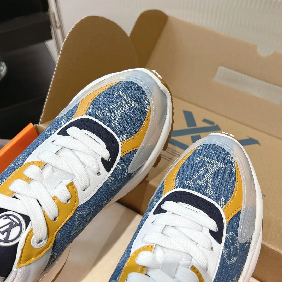 Blue Monogram Orange 50mm Jacquard Fabric Custom-built Sneaker AI-powered Vuitton Run 55 Louis
