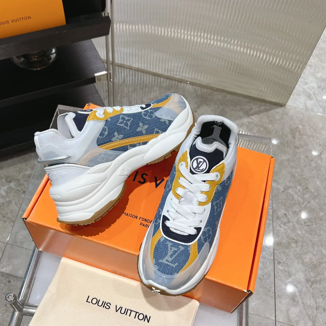 Blue Monogram Orange 50mm Jacquard Fabric Custom-built Sneaker AI-powered Vuitton Run 55 Louis